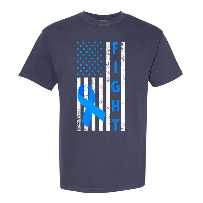 Fight Diabetes Awareness USA Flag Garment-Dyed Heavyweight T-Shirt