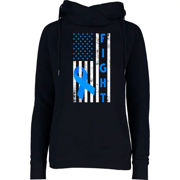 Fight Diabetes Awareness USA Flag Womens Funnel Neck Pullover Hood