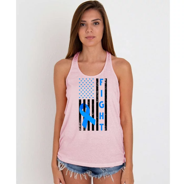 Fight Diabetes Awareness USA Flag Women's Knotted Racerback Tank