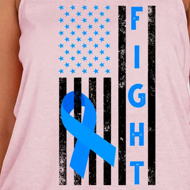 Fight Diabetes Awareness USA Flag Women's Knotted Racerback Tank