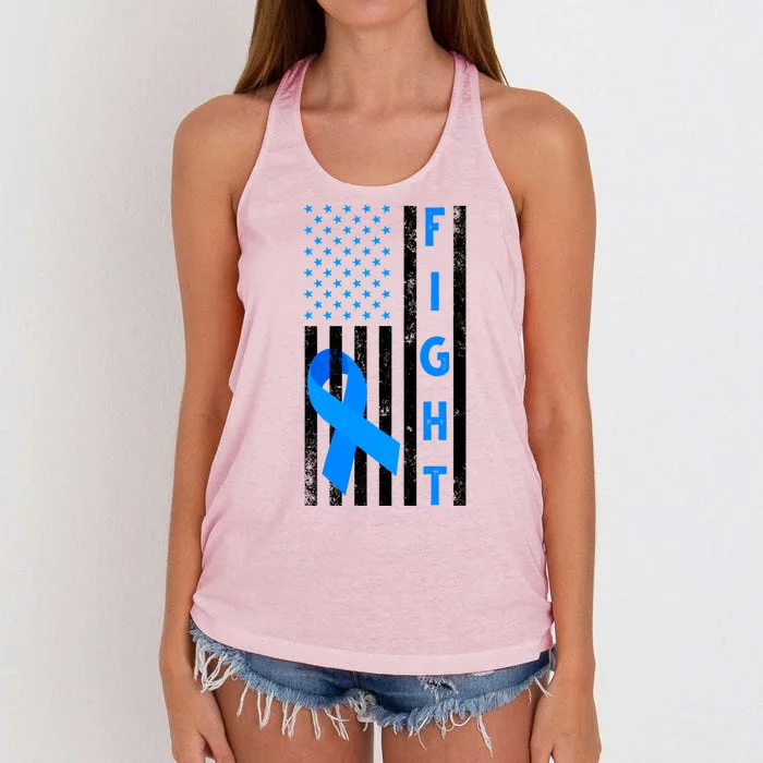 Fight Diabetes Awareness USA Flag Women's Knotted Racerback Tank