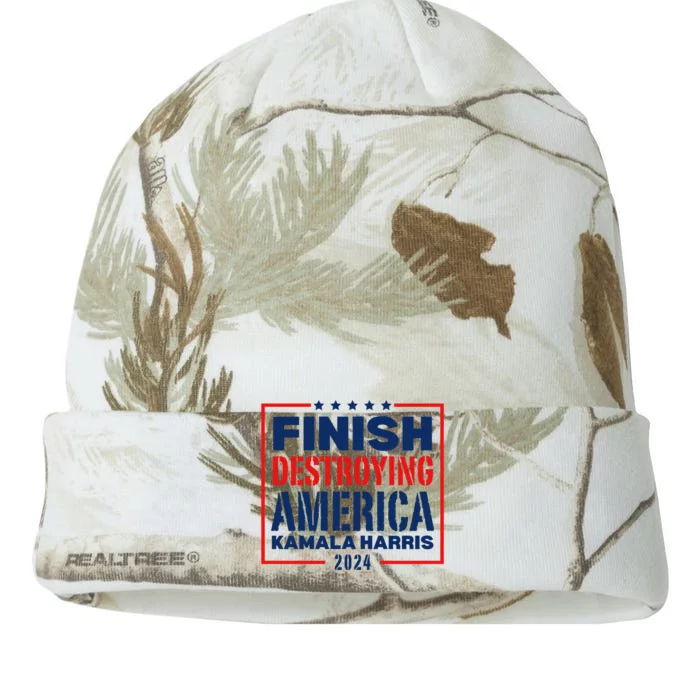 Finish Destroying America Kamala Harris 2024 Kati - 12in Camo Beanie