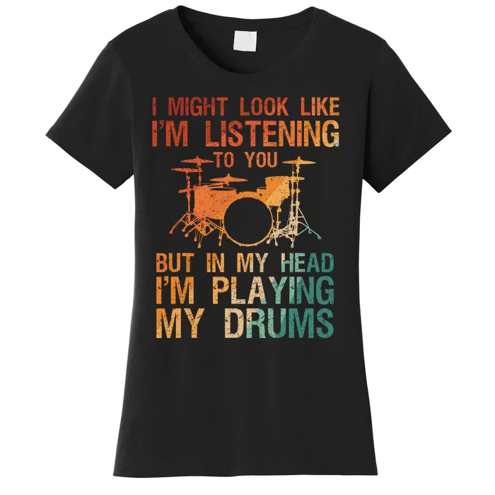 Funny Drummer Art Drum Player Percussion Lover Women's T-Shirt