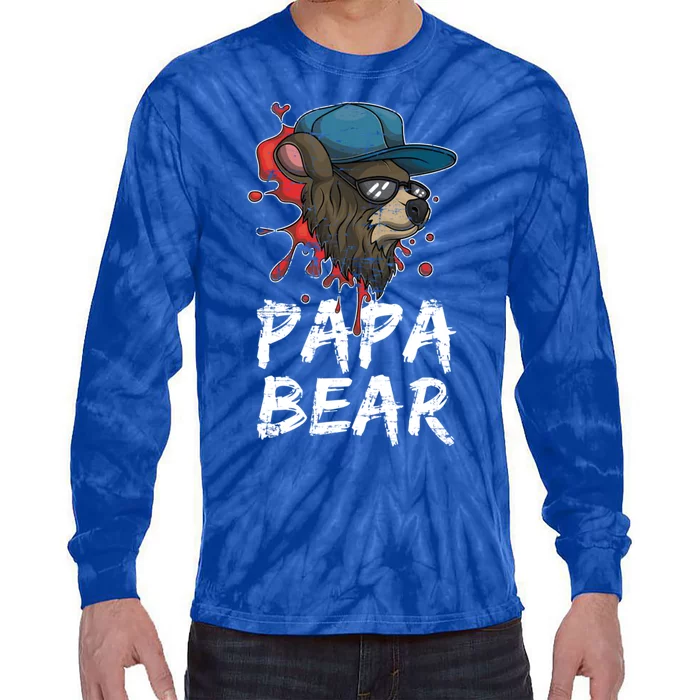 Fathers Day Animal Family Dad Funny Sunglasses Papa Bear Great Gift Tie-Dye Long Sleeve Shirt