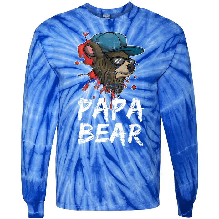 Fathers Day Animal Family Dad Funny Sunglasses Papa Bear Great Gift Tie-Dye Long Sleeve Shirt