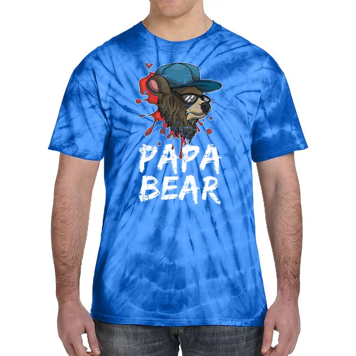 Fathers Day Animal Family Dad Funny Sunglasses Papa Bear Great Gift Tie-Dye T-Shirt