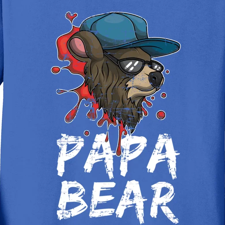 Fathers Day Animal Family Dad Funny Sunglasses Papa Bear Great Gift Kids Long Sleeve Shirt