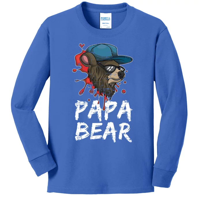 Fathers Day Animal Family Dad Funny Sunglasses Papa Bear Great Gift Kids Long Sleeve Shirt