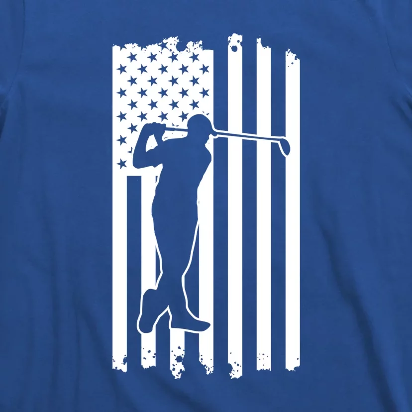 Father's Day American Flag Golf Club Swing Dad Gift Golf Dad T-Shirt