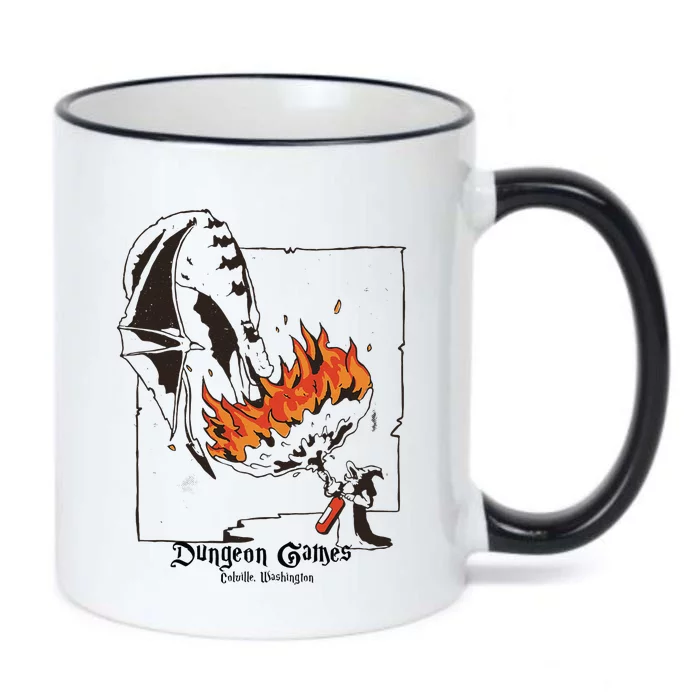 Funny Dragon And Wizard Fantasy Black Color Changing Mug