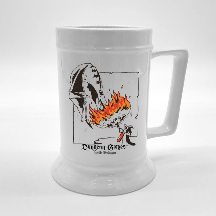 Funny Dragon And Wizard Fantasy Front & Back Beer Stein