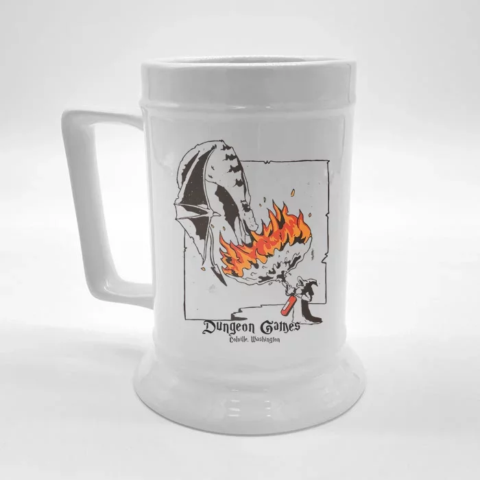 Funny Dragon And Wizard Fantasy Front & Back Beer Stein