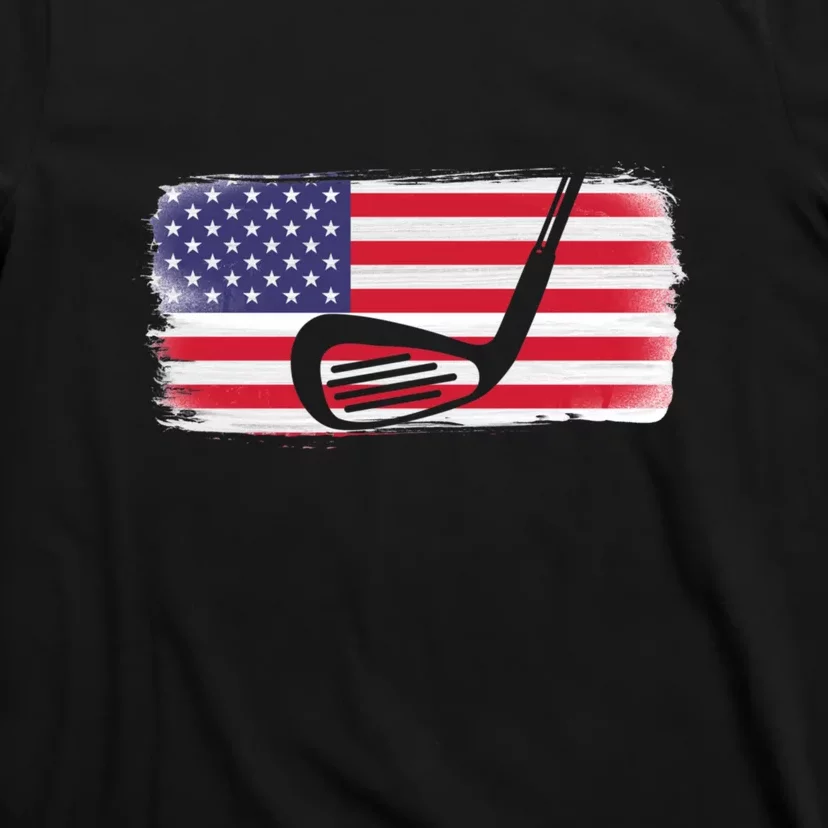 Father's Day American Flag Golf Gift Golf Dad T-Shirt