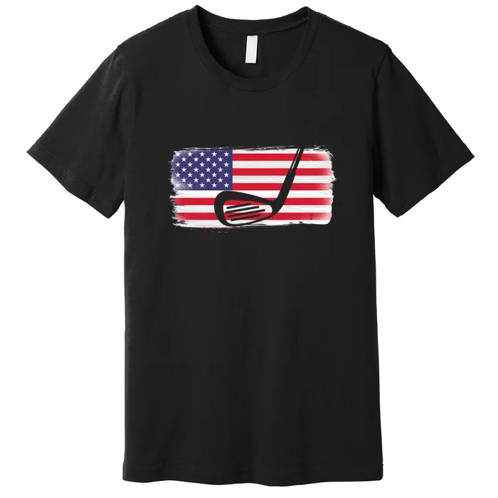 Father's Day American Flag Golf Gift Golf Dad Premium T-Shirt