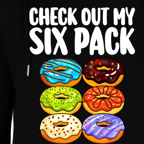 Funny Donut Art For Women Doughnut Lover Gym Six Pack Womens Funnel Neck Pullover Hood