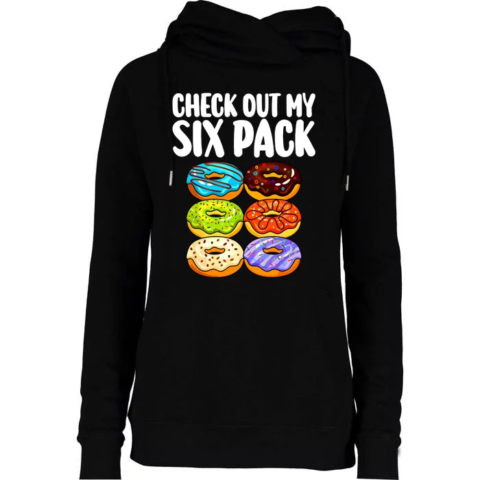 Funny Donut Art For Women Doughnut Lover Gym Six Pack Womens Funnel Neck Pullover Hood