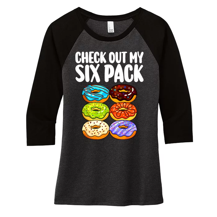 Funny Donut Art For Women Doughnut Lover Gym Six Pack Women's Tri-Blend 3/4-Sleeve Raglan Shirt