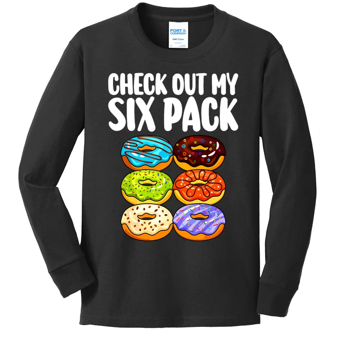 Funny Donut Art For Women Doughnut Lover Gym Six Pack Kids Long Sleeve Shirt