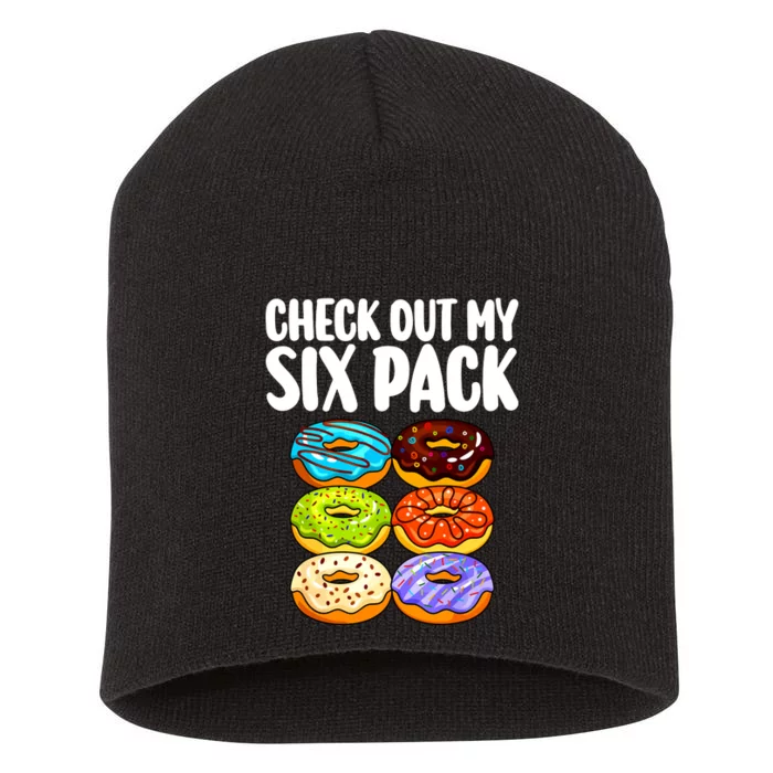 Funny Donut Art For Women Doughnut Lover Gym Six Pack Short Acrylic Beanie