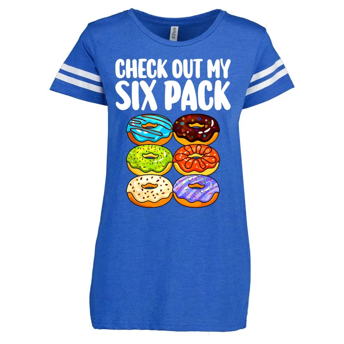 Funny Donut Art For Women Doughnut Lover Gym Six Pack Enza Ladies Jersey Football T-Shirt