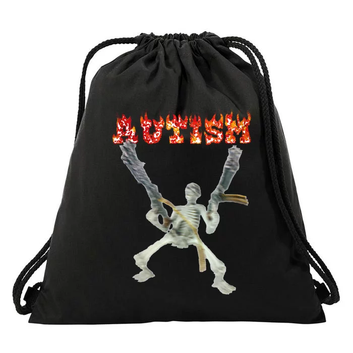 Funny Design Autism Skeleton Drawstring Bag