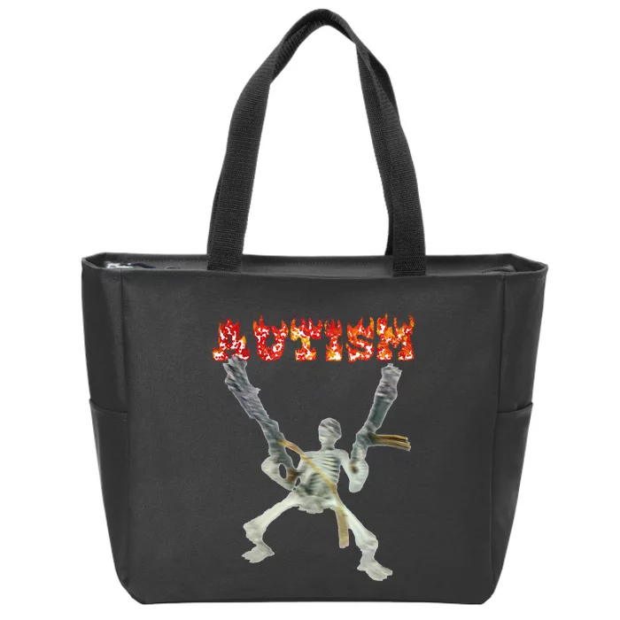 Funny Design Autism Skeleton Zip Tote Bag