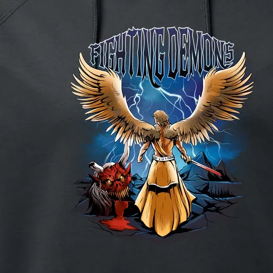 Fighting Demons Angel In Action Performance Fleece Hoodie