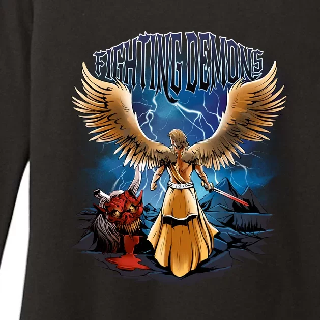 Fighting Demons Angel In Action Womens CVC Long Sleeve Shirt