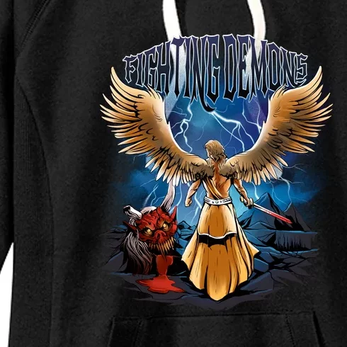 Fighting Demons Angel In Action Women's Fleece Hoodie