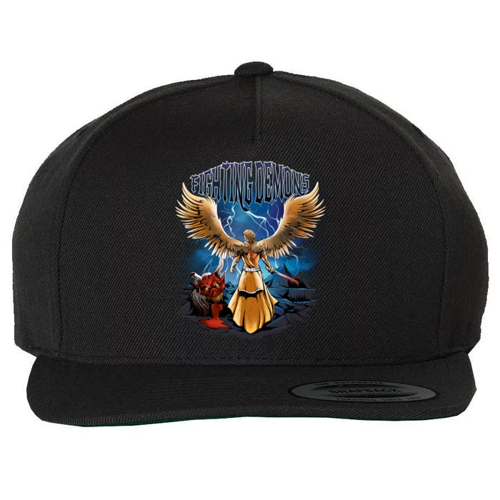 Fighting Demons Angel In Action Wool Snapback Cap