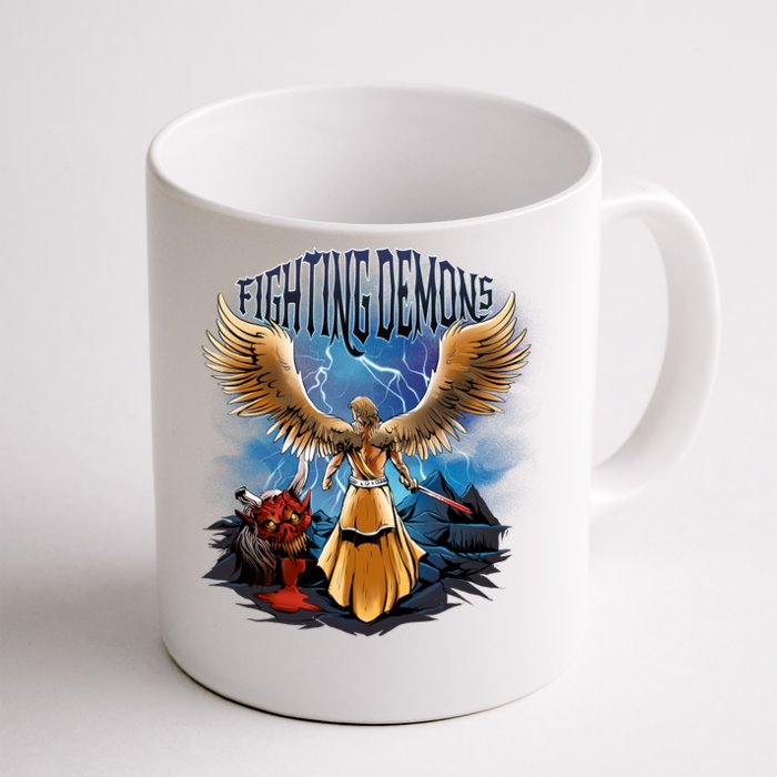 Fighting Demons Angel In Action Front & Back Coffee Mug