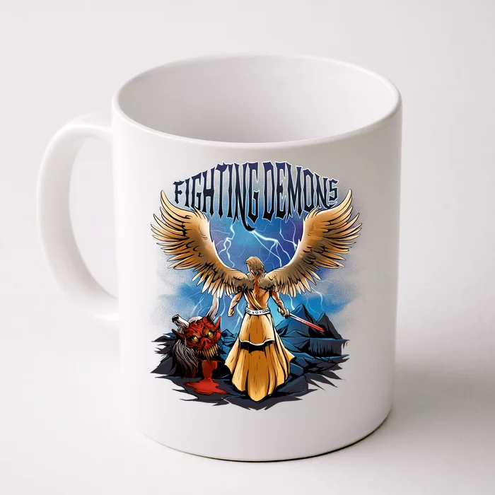 Fighting Demons Angel In Action Front & Back Coffee Mug