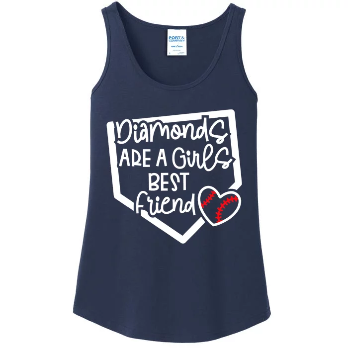 Funny Diamonds Are A Girls Best Friend Baseball Softball Mom Ladies Essential Tank