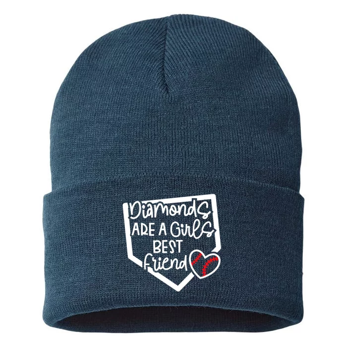 Funny Diamonds Are A Girls Best Friend Baseball Softball Mom Sustainable Knit Beanie