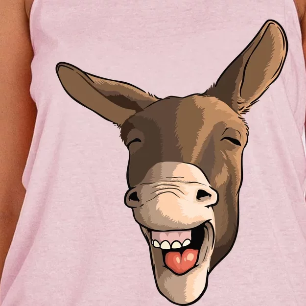 Funny Donkey Art For Donkey Lover Farm Animal Women's Knotted Racerback Tank