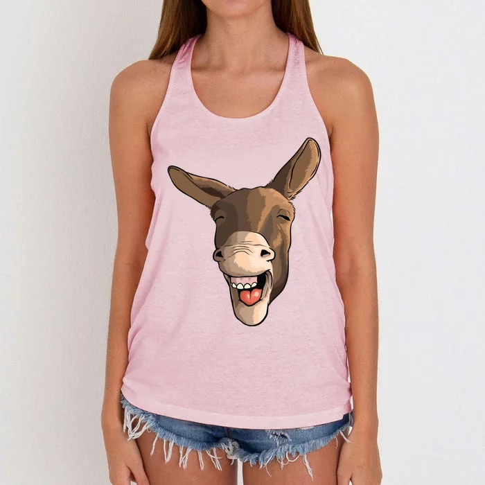 Funny Donkey Art For Donkey Lover Farm Animal Women's Knotted Racerback Tank