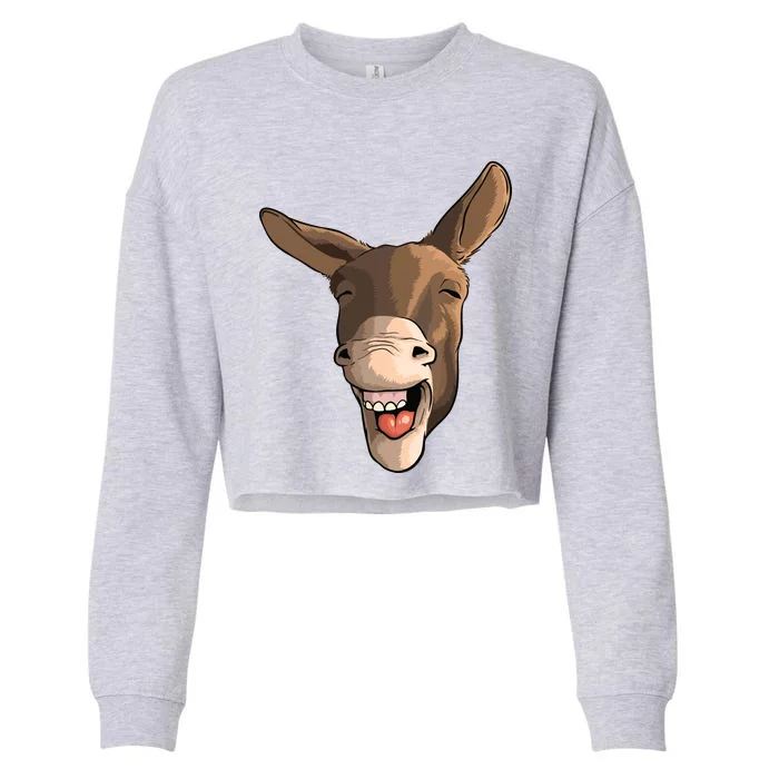 Funny Donkey Art For Donkey Lover Farm Animal Cropped Pullover Crew