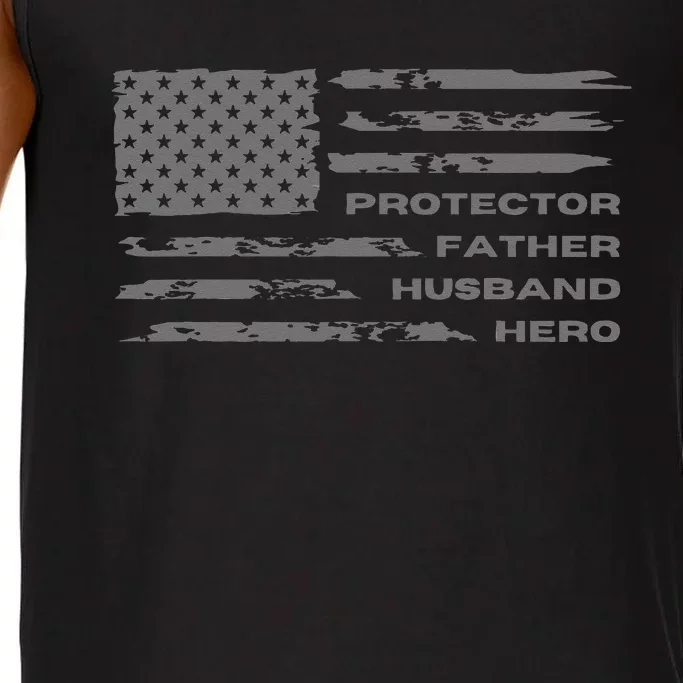 Fathers Day American Flag Husband Daddy Protector Hero Comfort Colors® Tank Top