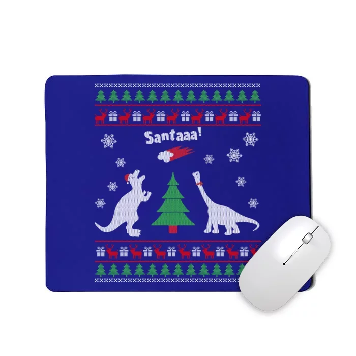 Funny Dinosaurs And Santa Ugly Christmas Sweater Gift Mousepad