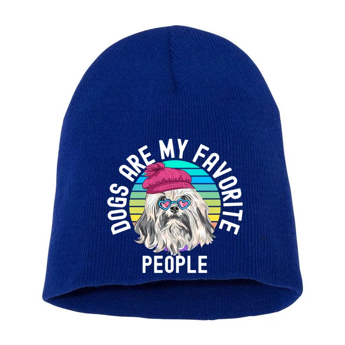 Funny Dogs Are My Favorite People Gift Short Acrylic Beanie