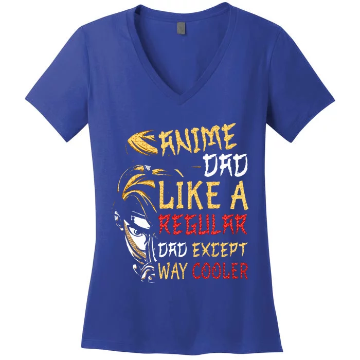 FatherS Day Anime Dad Except Way Cooler Women's V-Neck T-Shirt