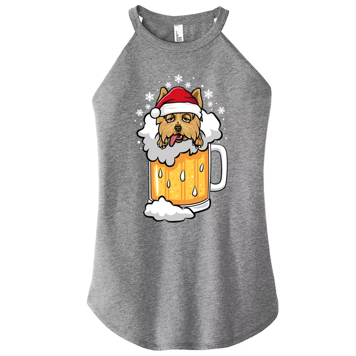 Funny Drunk Beer Yorkshire Terrier Christmas Dog Gift Women’s Perfect Tri Rocker Tank