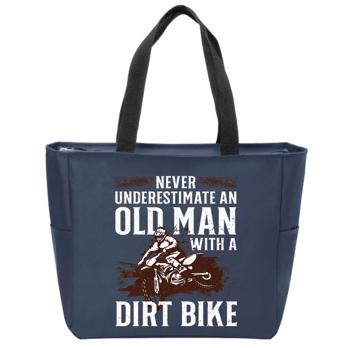 Funny Dirt Bike Art For Dirtbike Lover Men Grandpa Motorbike Zip Tote Bag