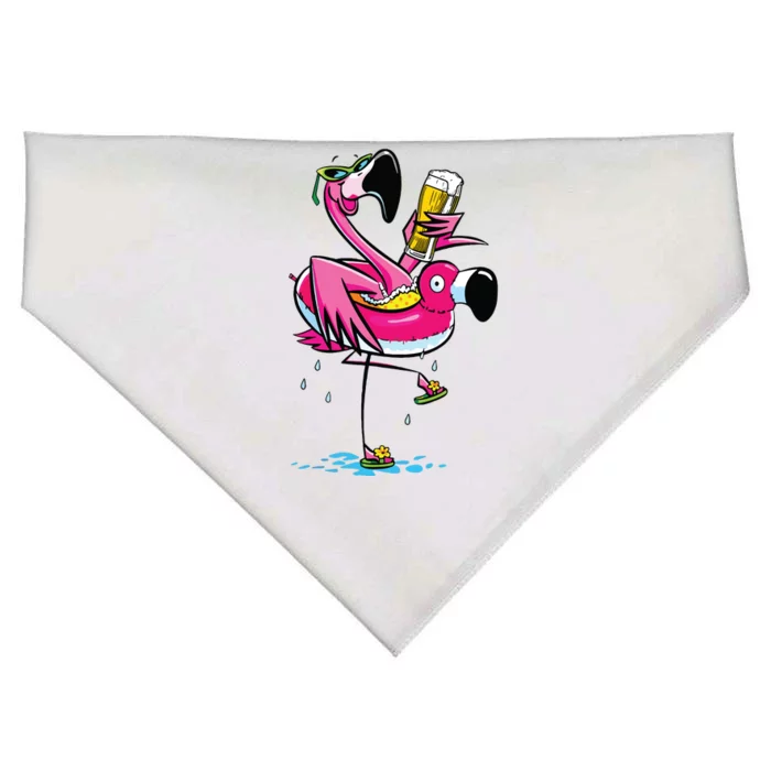 Flamingo Drinking Beer Summer T Funny Beer Lover Gift USA-Made Doggie Bandana