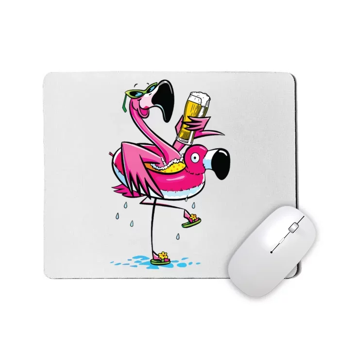 Flamingo Drinking Beer Summer T Funny Beer Lover Gift Mousepad