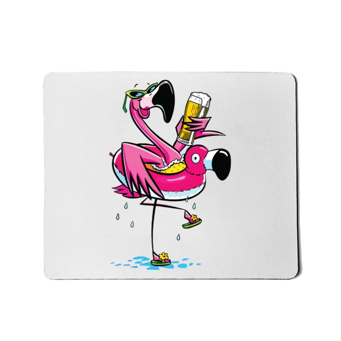 Flamingo Drinking Beer Summer T Funny Beer Lover Gift Mousepad