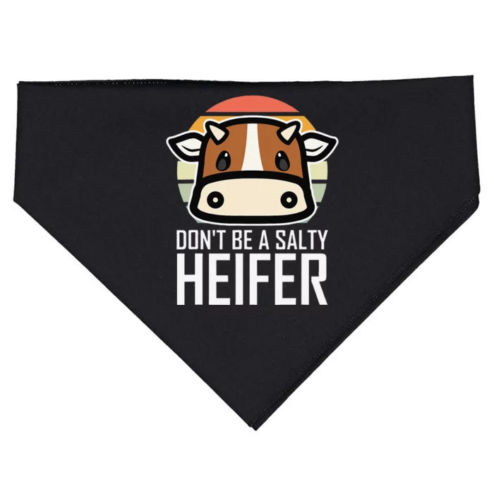 funny Don't Be A Salty Heifer I Love Cow Famer USA-Made Doggie Bandana