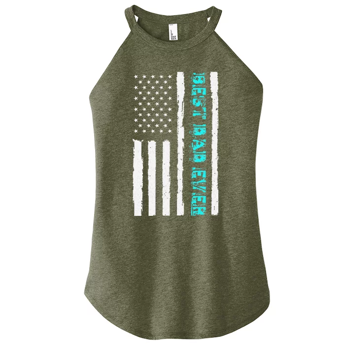 Father's day Best dad ever with US american flag Vintage Women’s Perfect Tri Rocker Tank