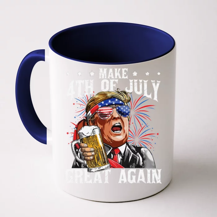 Funny Drinking Beer Team Make 4th Of July Great Again Front & Back Coffee Mug