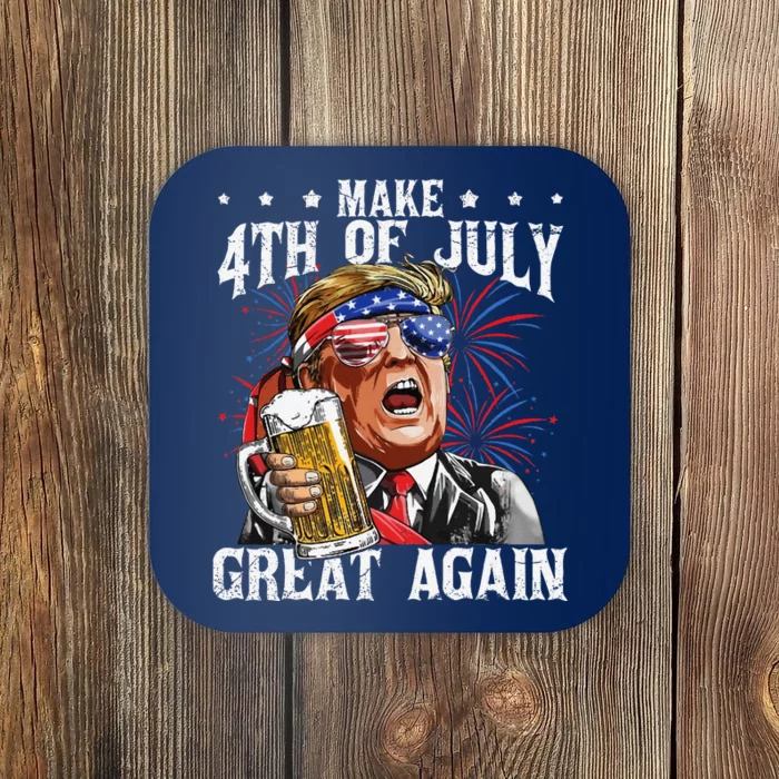 Funny Drinking Beer Team Make 4th Of July Great Again Coaster